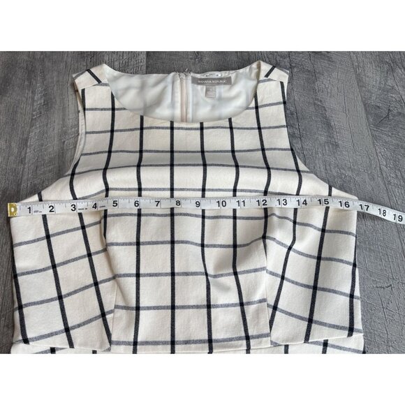 Banana Republic Blouse Womens 4 Beige Check Sleeveless Lined Zip Back Career Top - Picture 7 of 10